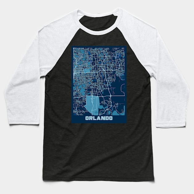 Orlando - United States Peace City Map Baseball T-Shirt by tienstencil